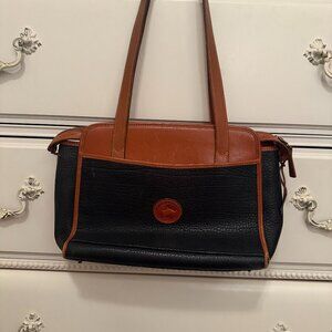 Vintage Dooney & Bourke navy leather tote purse
